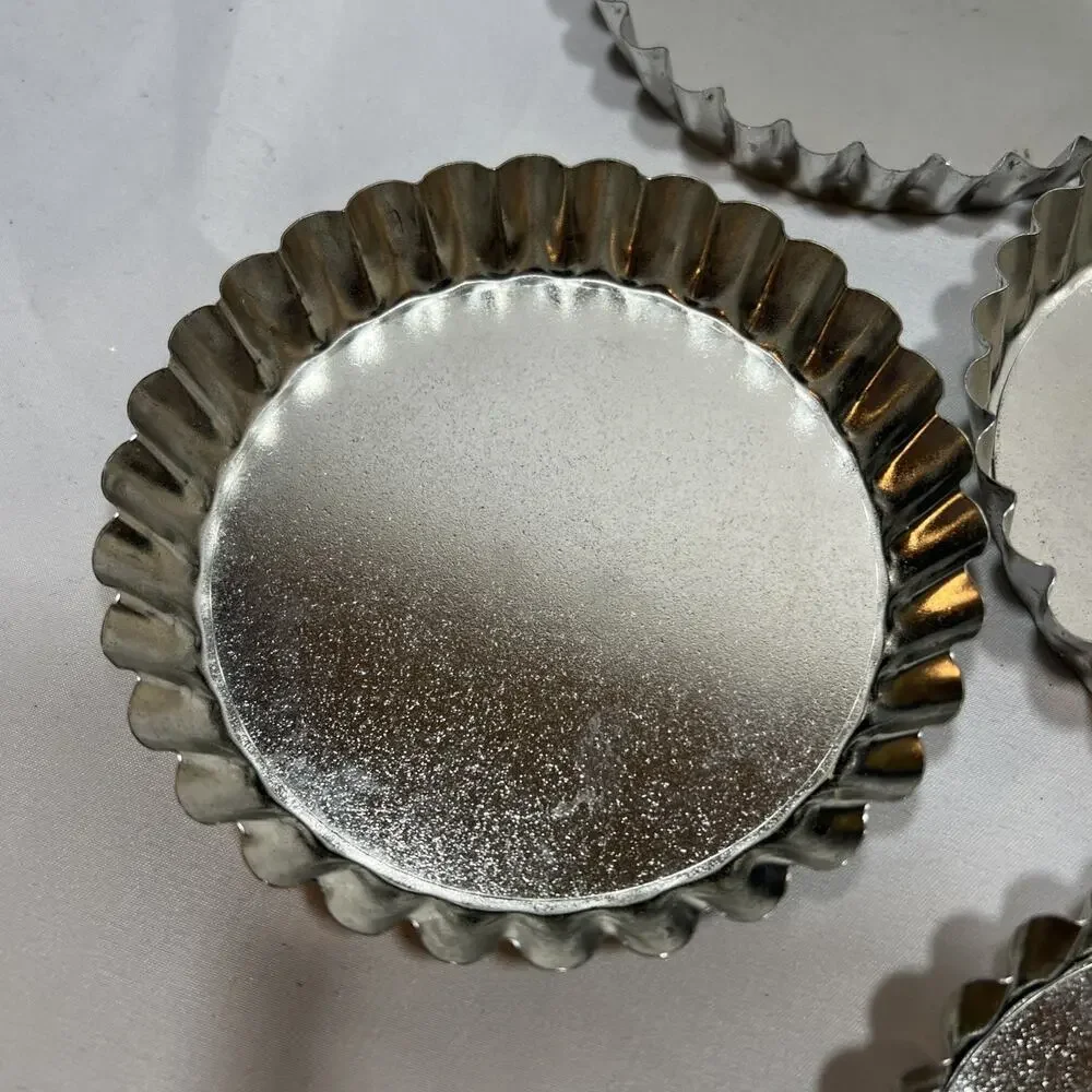 Set of 6 Removable Bottom Round Baking Tins For Tart or Quiche Tartlet Pan 4.75”